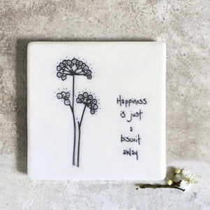 Floral Coaster - Happiness Is A Biscuit Away