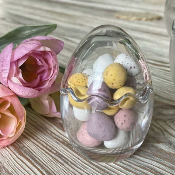 Set of Three Small Glass Egg Jars