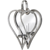 Antique Silver Mirrored Heart Candle Sconce Large or Small