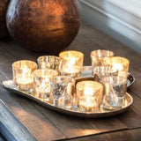 Claymore Aluminium Heart Votive Tray With Ten Silver Glass Votives for Tealight Candles