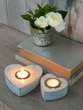 Set of Two Rustic White Tealight Holders