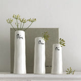 East of India White Bud Vases - Family, Home, Love