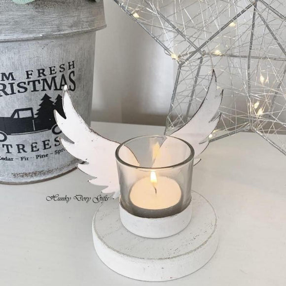 White Angel Wing Tea Light Holder