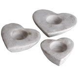 Set of Three Heart Stone Tealight Holders