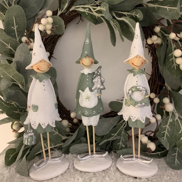 Set of Three Christmas Standing Elves