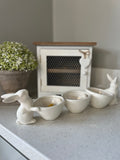 Ceramic Bunny Triple Snack Bowl