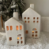 LED Ceramic House Tealight Candle Holders