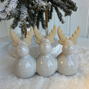 Set of Three Reindeer With Cream Antlers