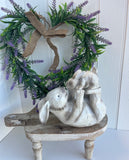 Grey Resin Hares Kissing Ornament