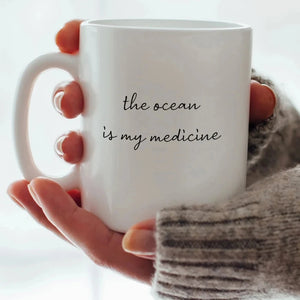 'The ocean is my medicine' Porcelain Cozy At Home Mug From Om and Ah