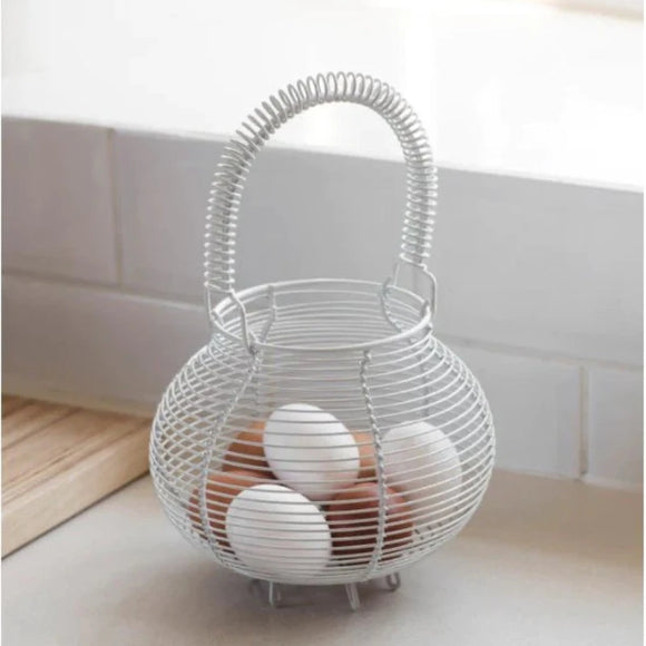 Brompton Wirework Egg Basket in Chalk Or Carbon From Garden Trading