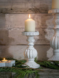 Fancy White Wood Candlesticks