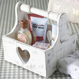 Vintage White Wooden Heart Design Trug