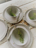 Set of Four Recycled Cotton Grey and White Placemats