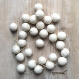 East of India White Felt 2 metre Pom Pom Garland