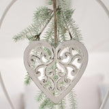 Filigree Hanging White Wooden Carved Heart