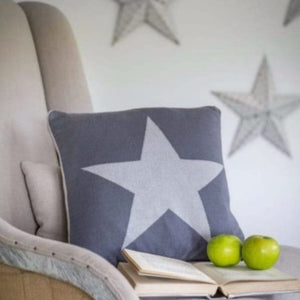 Grey and Charcoal Reversible Star Cotton Cushion 40cms x 40cms