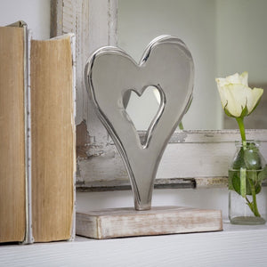 Silver Table Top Heart Decoration