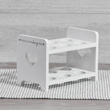 White Painted Wooden Egg Rack With Heart Cut-outs  