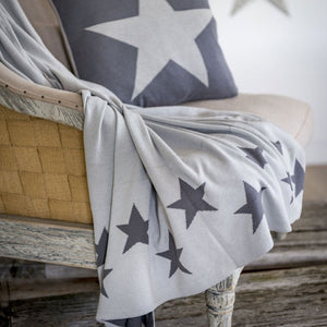 Reversible Light Grey and Charcoal Scattered Star Throw