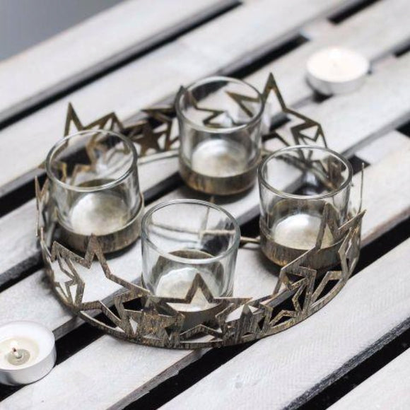 Biggie Best Metal Star Tealight Candle Holder Centrepiece