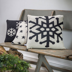 Black and White Reversible Christmas Snowflake Cushion