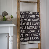 Gorgeous Machine Knitted Ivory and Charcoal Throw With The Words 'I LOVE YOU MORE'