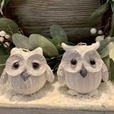 Gorgeous Set of Two Knitted Effect Polyresin Hanging Owls