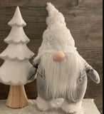 Standing Grey and White Gonk With White Furry Snowflake Hat