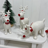 Choice of Three Standing Ceramic Reindeer In Red Scarves