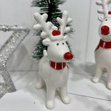 Choice of Three Standing Ceramic Reindeer In Red Scarves