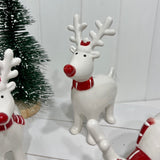 Choice of Three Standing Ceramic Reindeer In Red Scarves