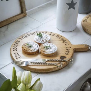 Round Wooden Mango Chopping Board - Secret Ingredient Is Always Love