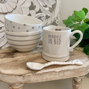 Breakfast in Bed Ceramic Mug With Cute Raised Heart Detail from Bastion