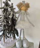 White Standing Christmas Angel With Silver Crown