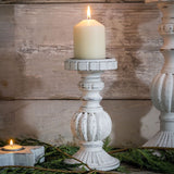 Choice of Three Sizes of Fancy White Wood Candlesticks