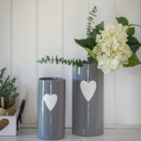 Grey Ceramic Vase With White Heart