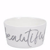 Set of Two White Cereal Bowls With the Words 'Beautiful Morning'