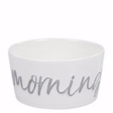 Set of Two White Cereal Bowls With the Words 'Beautiful Morning'