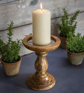 Large Natural Wooden Pillar Candle Holder