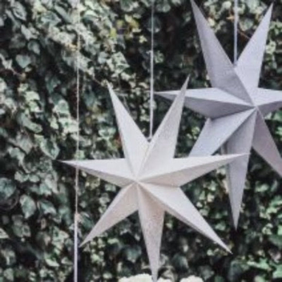 Large White Light Up Star Decoration With Silver Design from Biggie Best