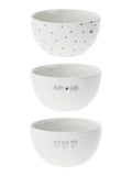 Set of Three Mini Happy Dot Heart Dip Bowls