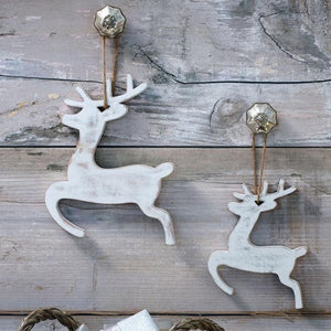 Set of Two Silhouette Dancing Wooden Reindeer 