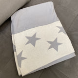 Dove Grey and Ivory Reversible Knitted Star Throw