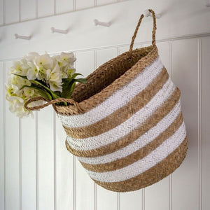 Seagrass White Stripe Storage Basket