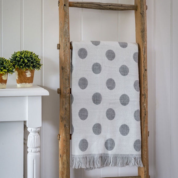 Supersoft Reversible Polka Dot Grey and White Throw