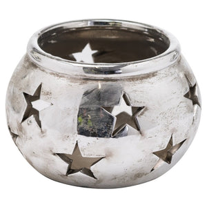 Aspen Star Ceramic Tealight Candle Lantern With Star Cut-outs