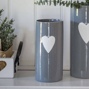 Grey Ceramic Vase With White Heart