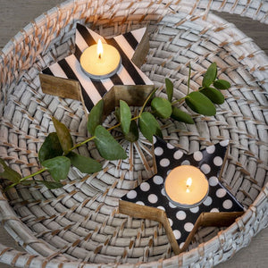 Black and White Star Tealight Candle Holders