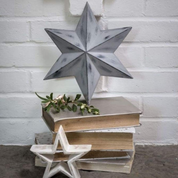 Distressed Grey Metal Wall Star